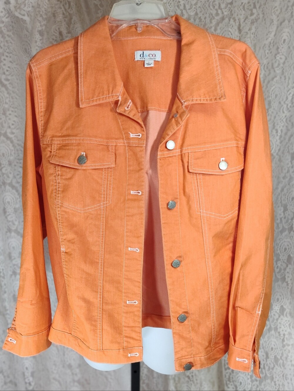 Denim & Co. Tangerine Orange Cotton Jacket - Women's Lightweight Jean Jacket